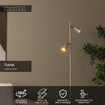 Lucide TIANA - Lampadaire - 2xGU10 - Taupe | Essential